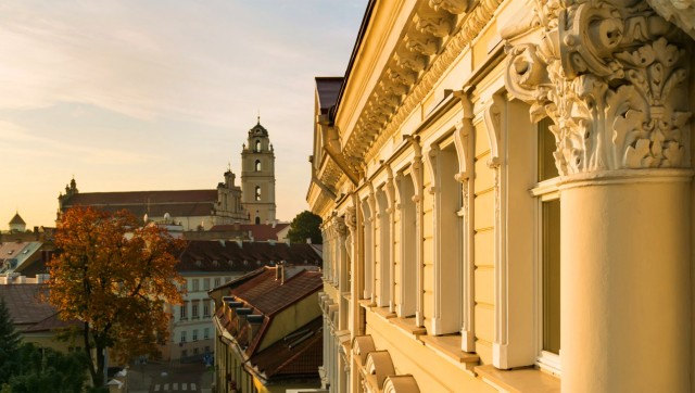 Luxury-Suites-to- book-for- Perfect Summer-Holidays-Kempinski-Hotel-Facade-in-Morning-Vilnius-Old-Town